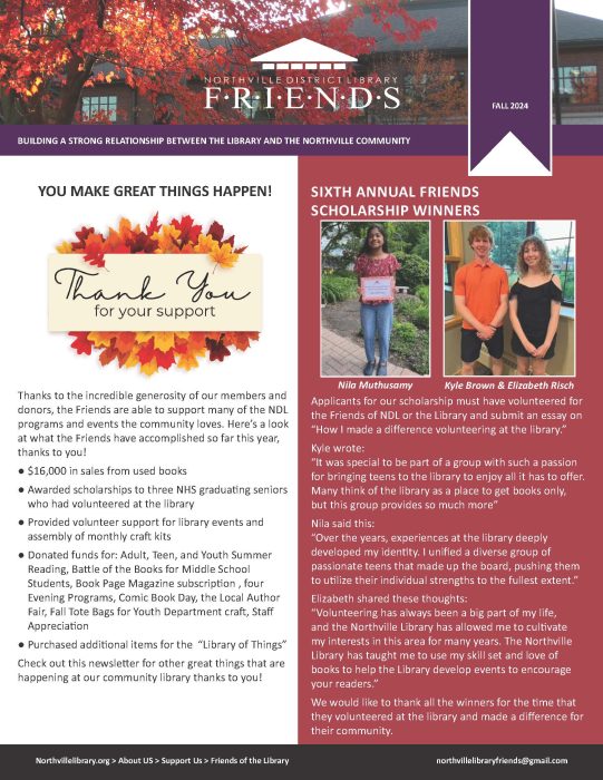 Friends Newsletter Fall 2024