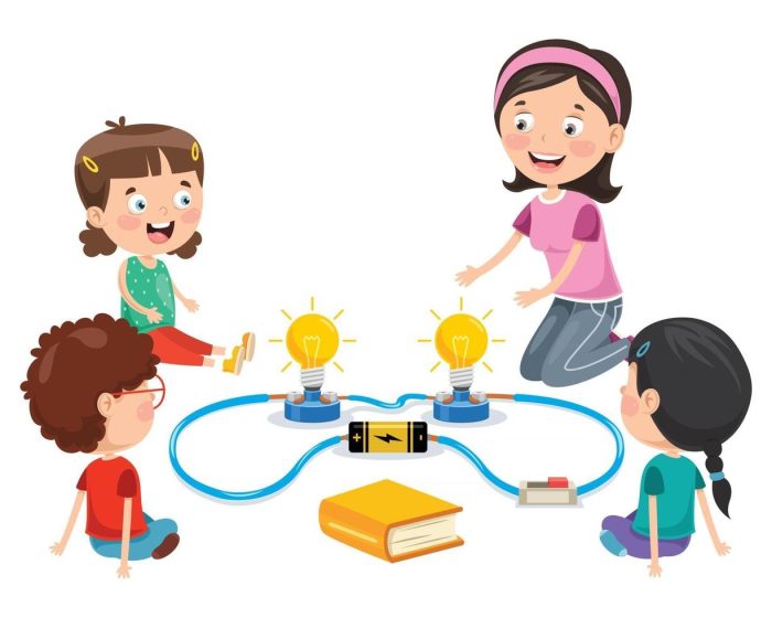Kids discovering electric art with the Sloan Museum of Discovery.