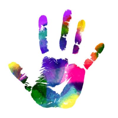 Hand print impression with water color texture