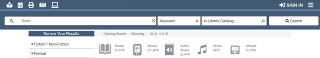 Image of Aspen catalog Search tools.