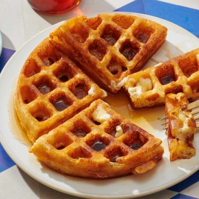 Photo of plate with waffle on it.