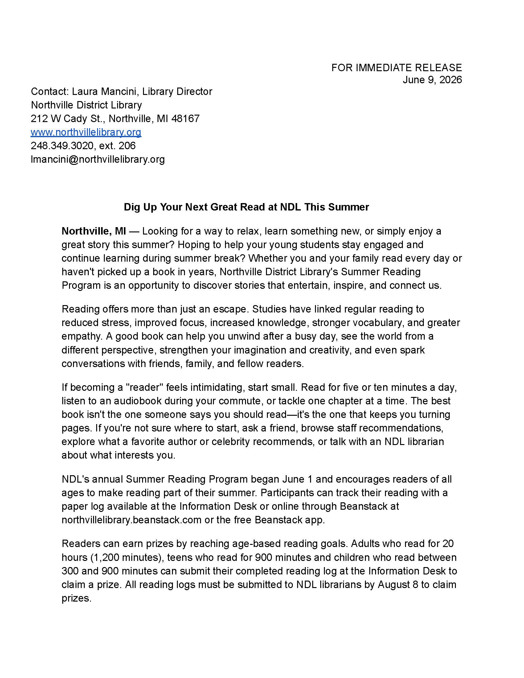 2026 SRP Press Release Summer Reading