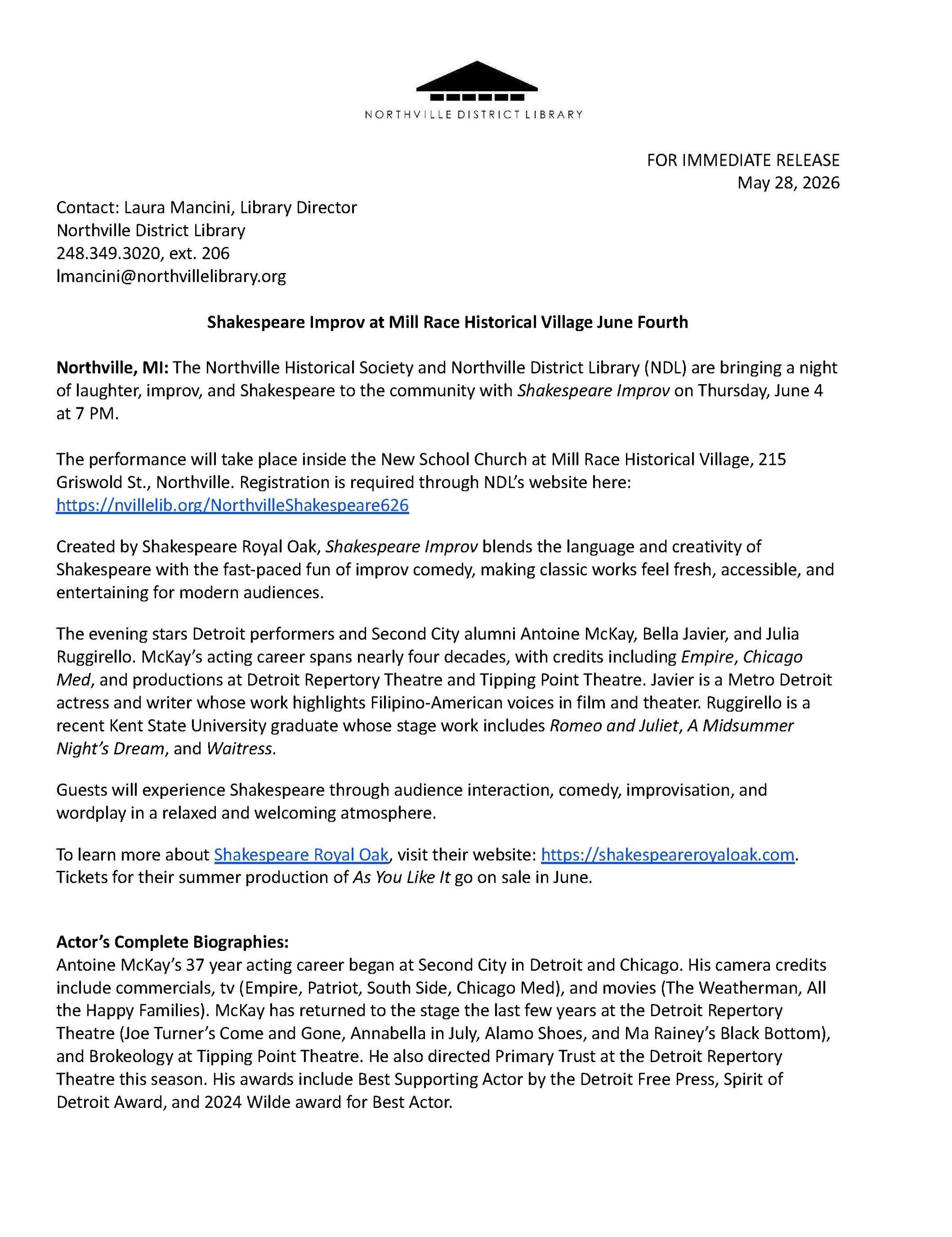 Shakespeare Improv May 2026 Press Release_Page_1