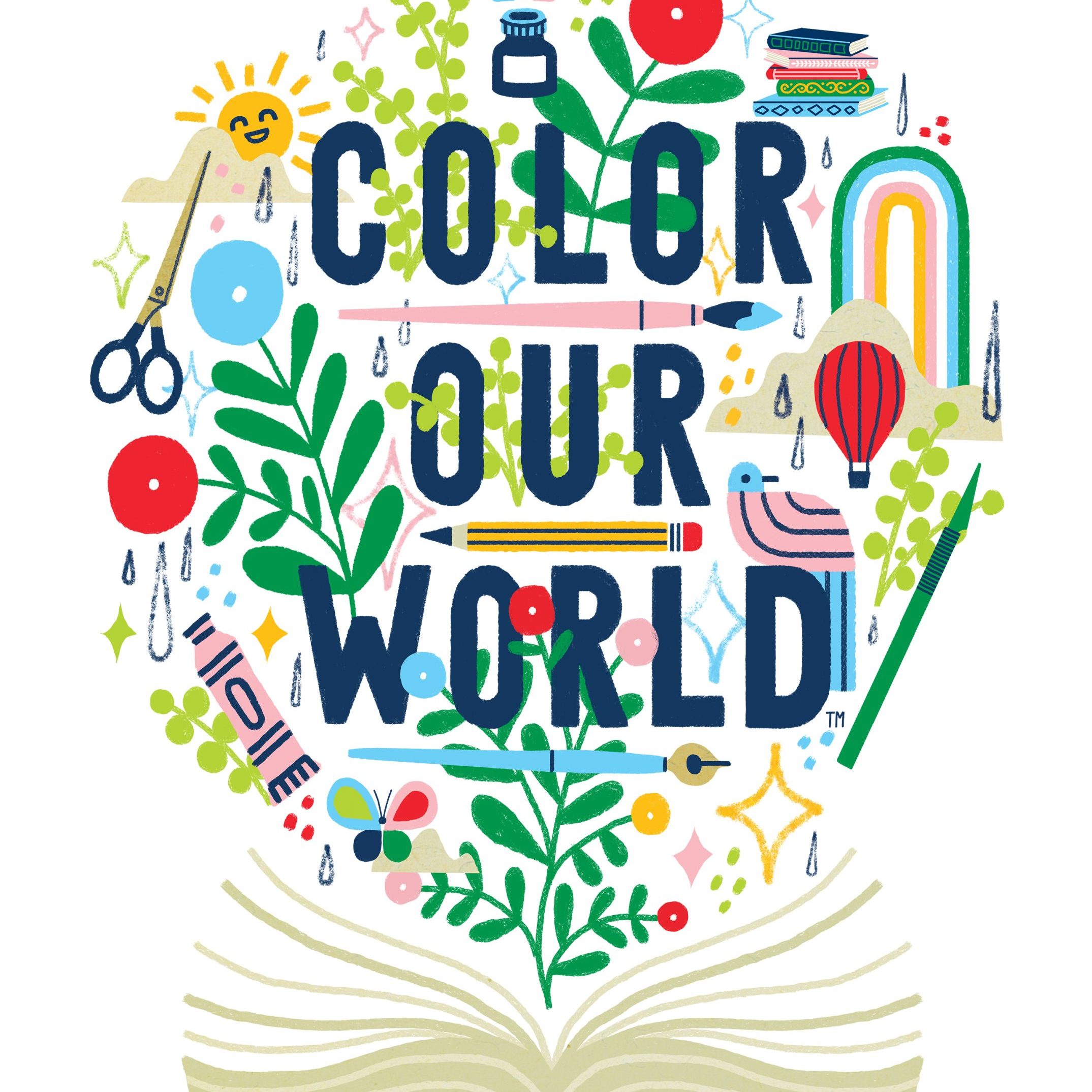 CSLP_Slogan_Graphic_Vertical_Slogan_ENG Summer Reading program graphic Color Our World.